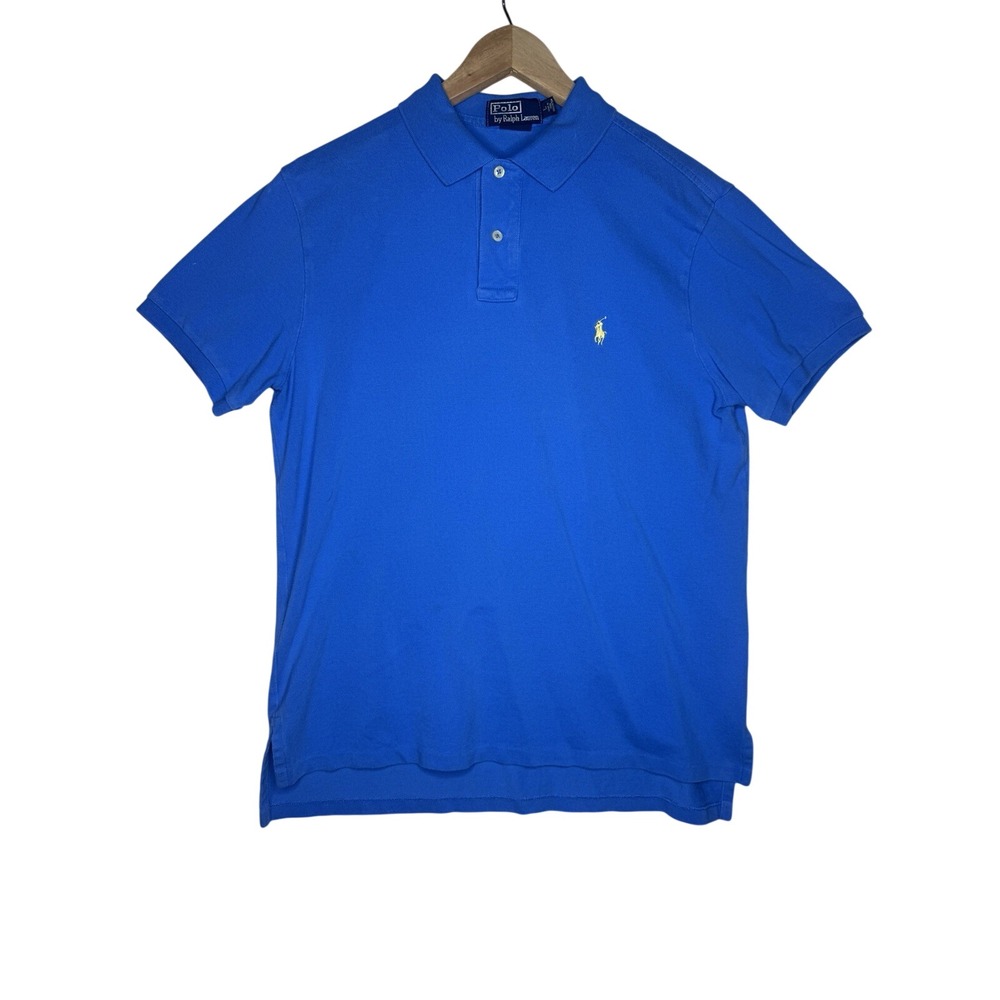Ralph‎ Lauren Polo Shirt Men Large Royal Blue Preppy Casual Logo Short Sleeve